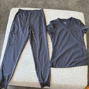 Med Couture Charcoal Scrub Top and Joggers